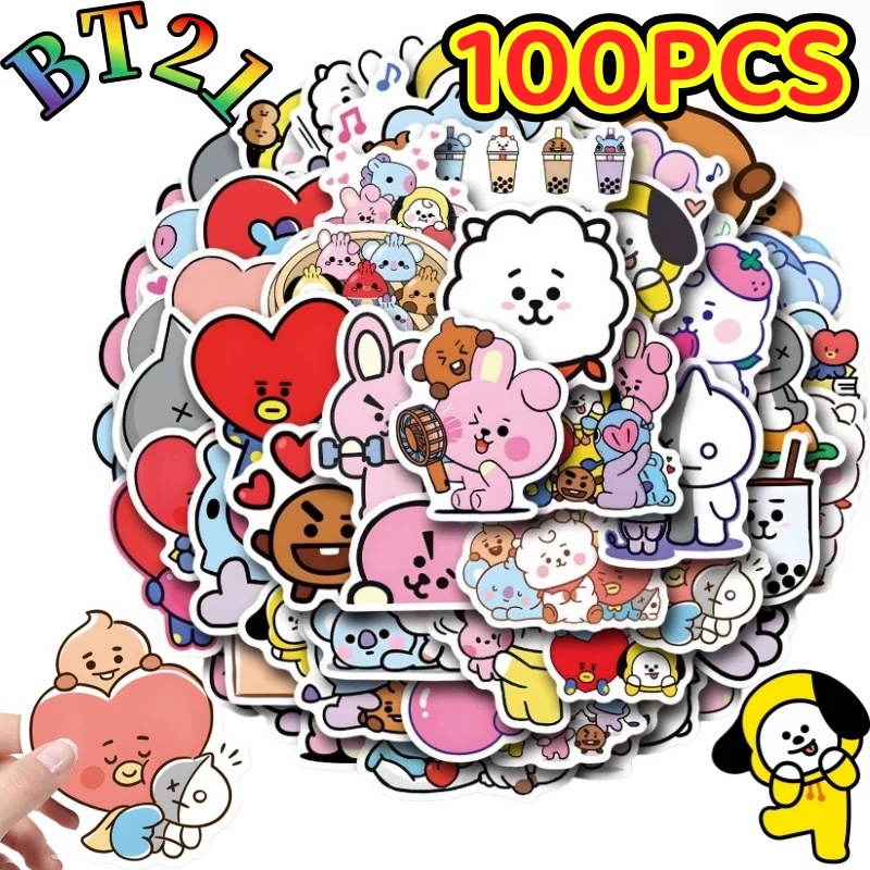 100/200 قطعة من ملصقات BT21 Ch - مراجعة Cookies Pack وسعره